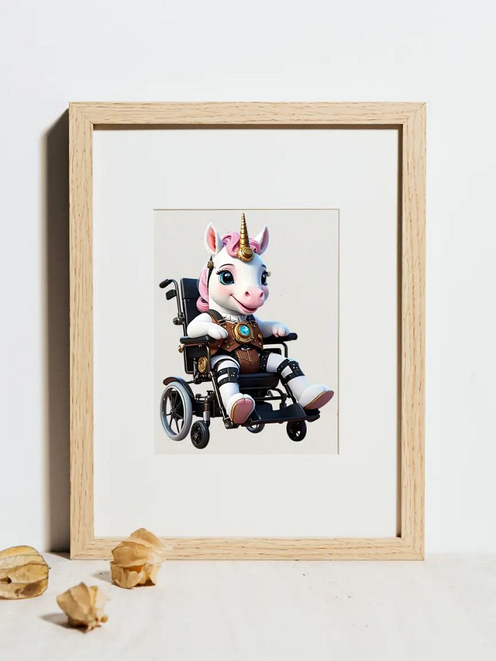 Baby Unicorn in Wheelchair Kid Nursery Print Child Wall Art product image (2)