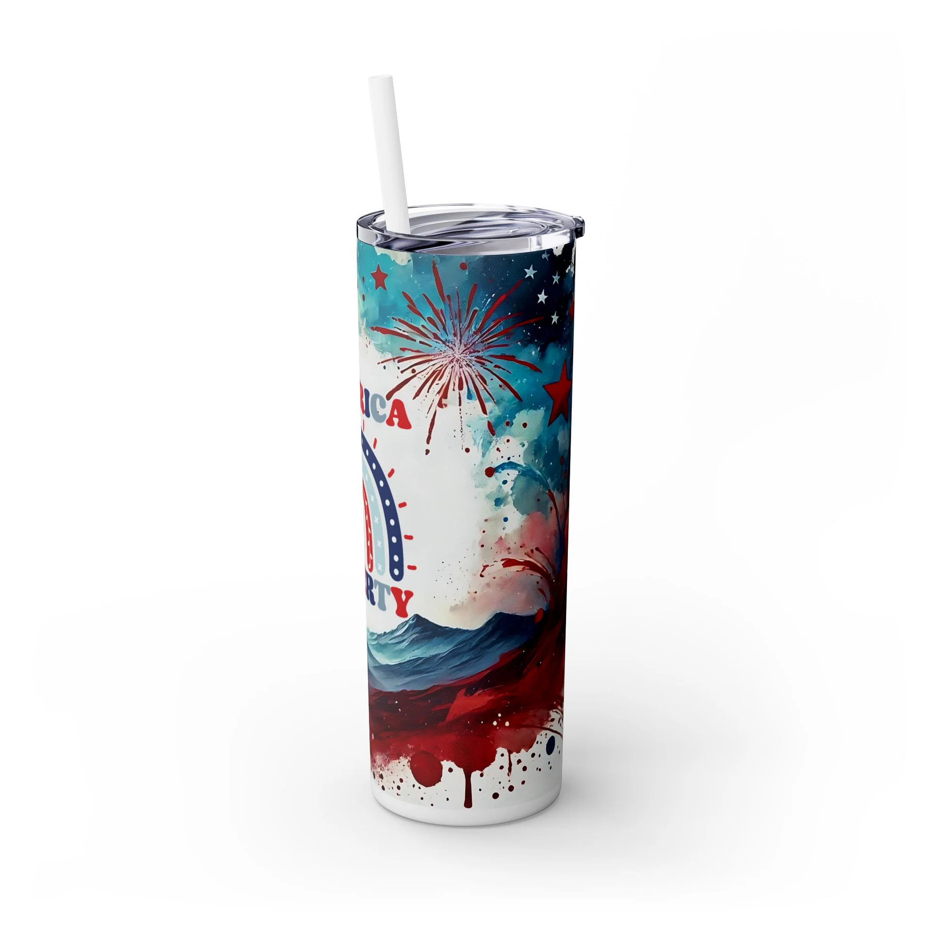 Patriotic Liberty Tumbler Wrap PNG | 20oz America Sublimation Design | Red White Blue Fireworks | 4th of July Digital Download product image (6)
