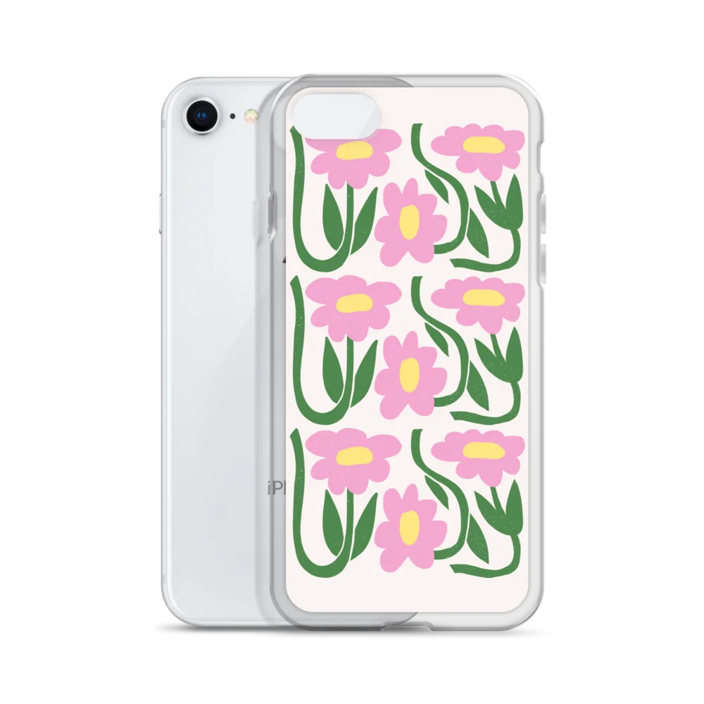 Pink Daisy Garden Aesthetic Clear iPhone Case product image (55)