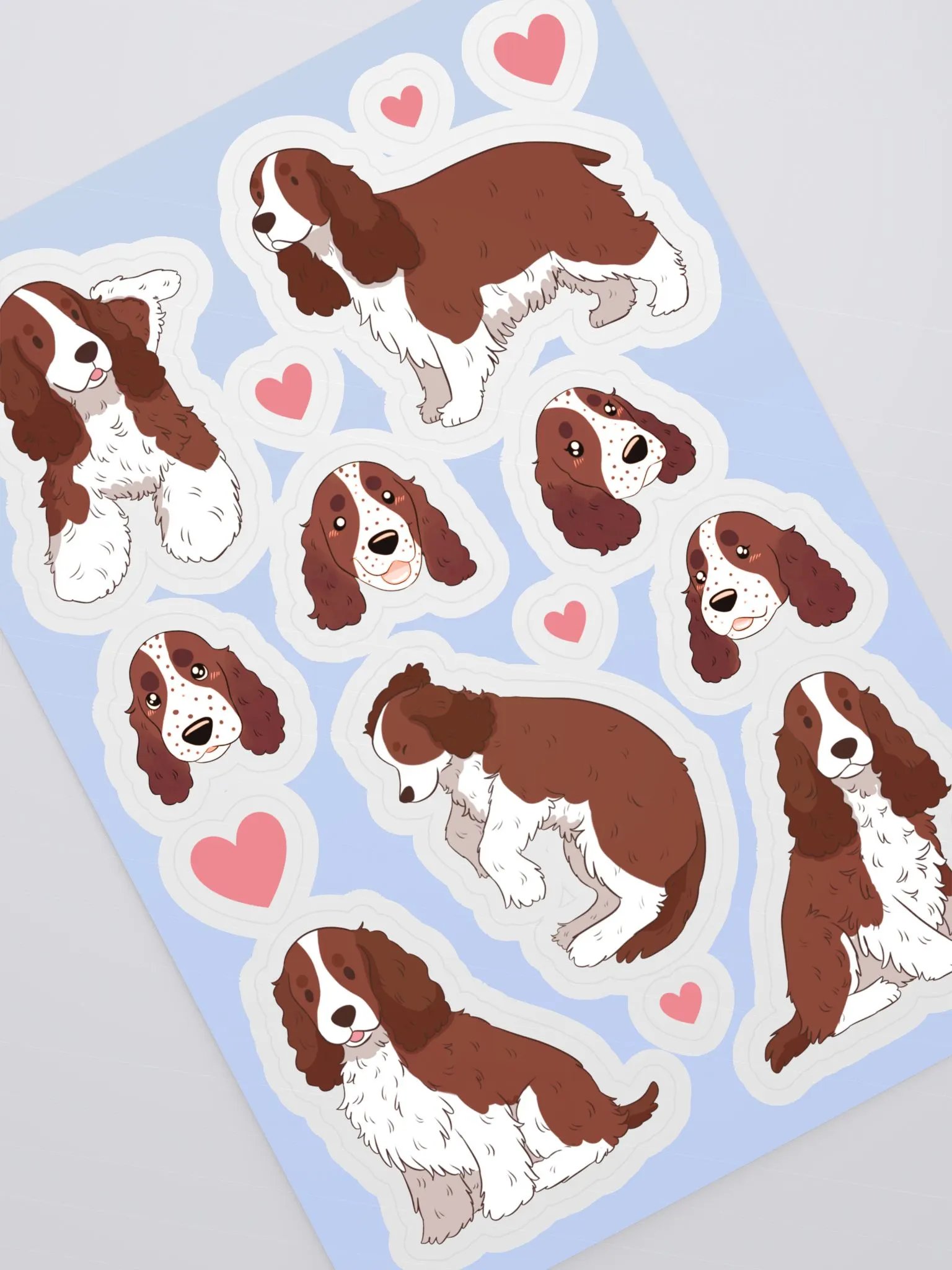 Playful English Cocker Spaniels Sticker Sheet | Yarafantasyart