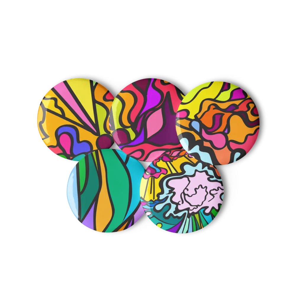 Vibrant Abstract Button Set – Wave at Sunset product image (2)