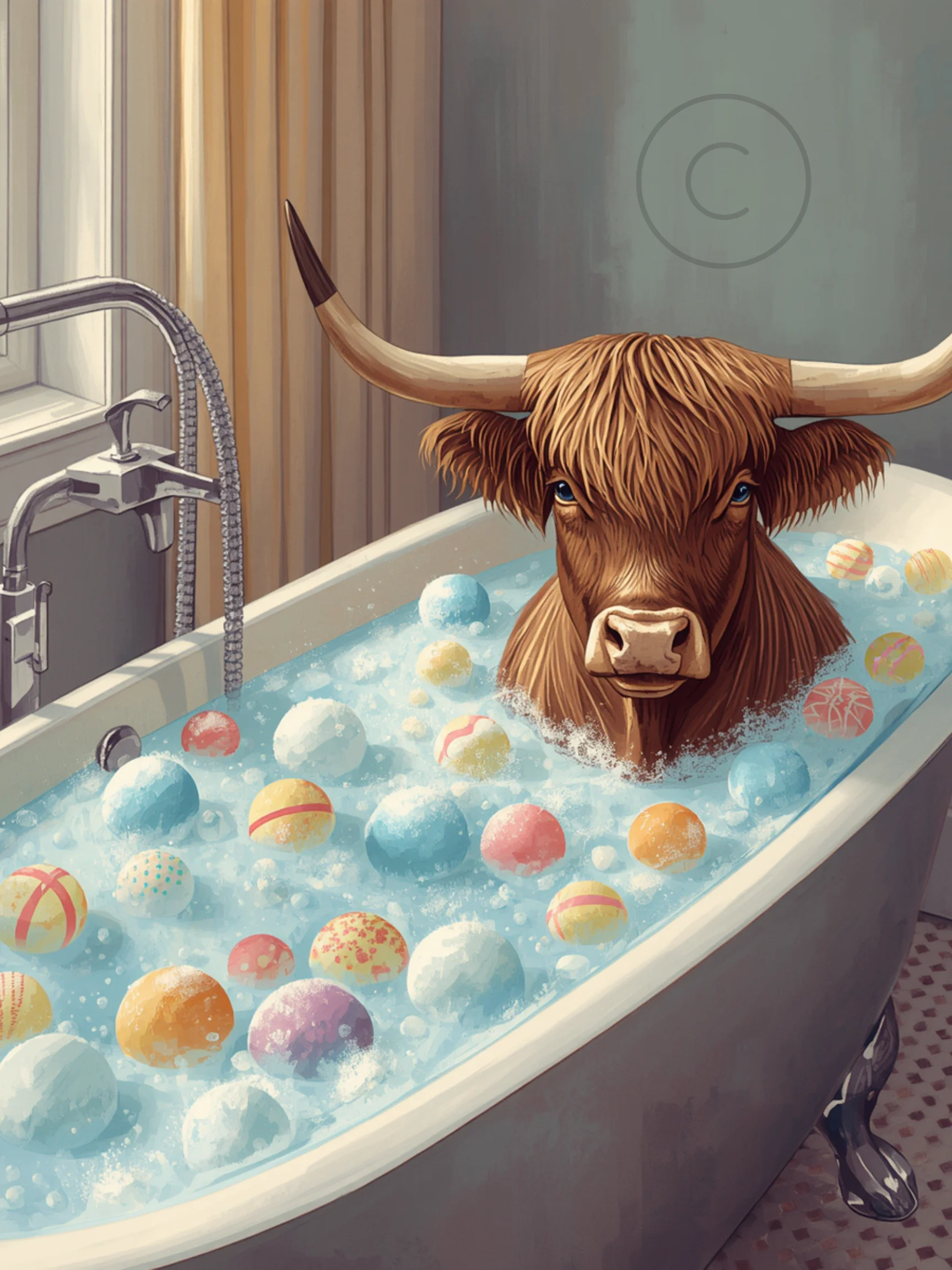 Cartoon Longhorn Bubble Bath Poster product image (1)