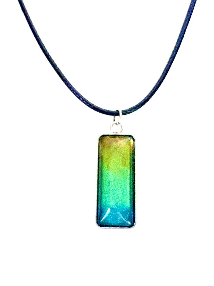 MFD-00157 | Electric Tide Pendant Necklace | Blue to Green Gradient | Rectangle Cabochon | Monique Faella Designs™ product image (1)