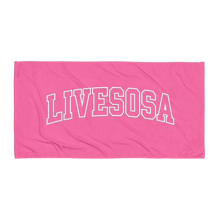 LIVESOSA Pink Curved Text Beach Towel product image (1)