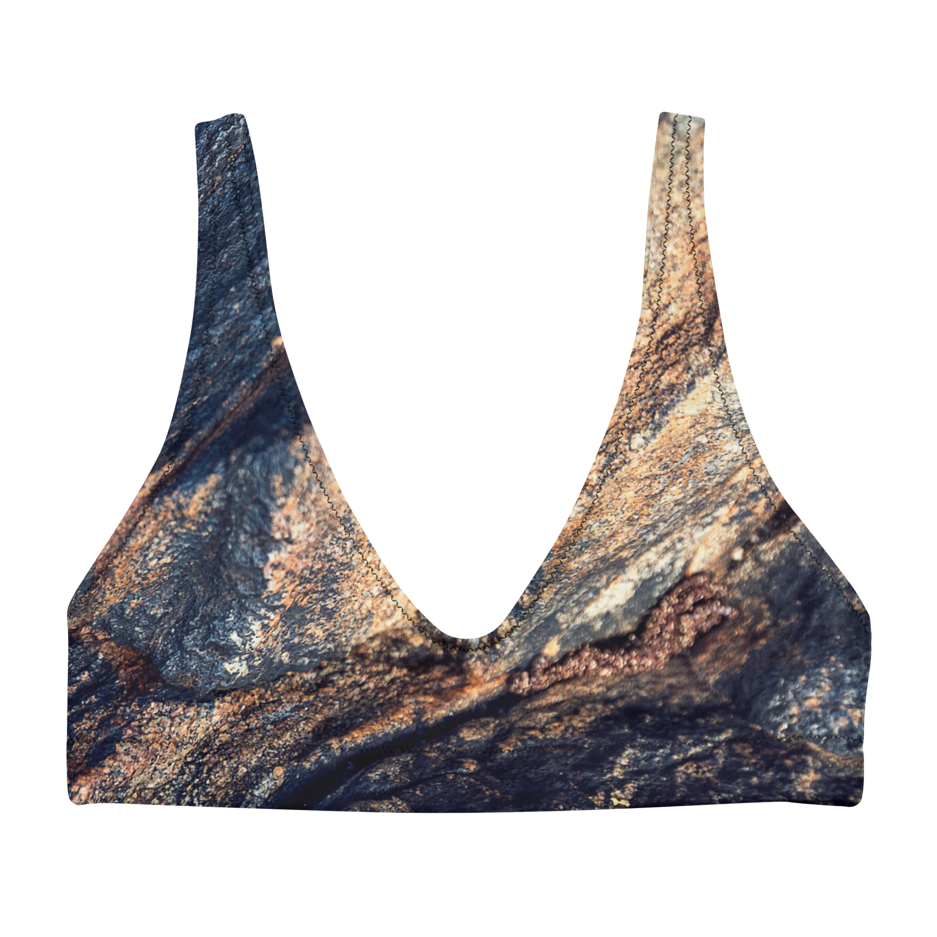 Obsidian Vein All-Over Print Dark Slate & Gold Padded Bikini Top product image (1)