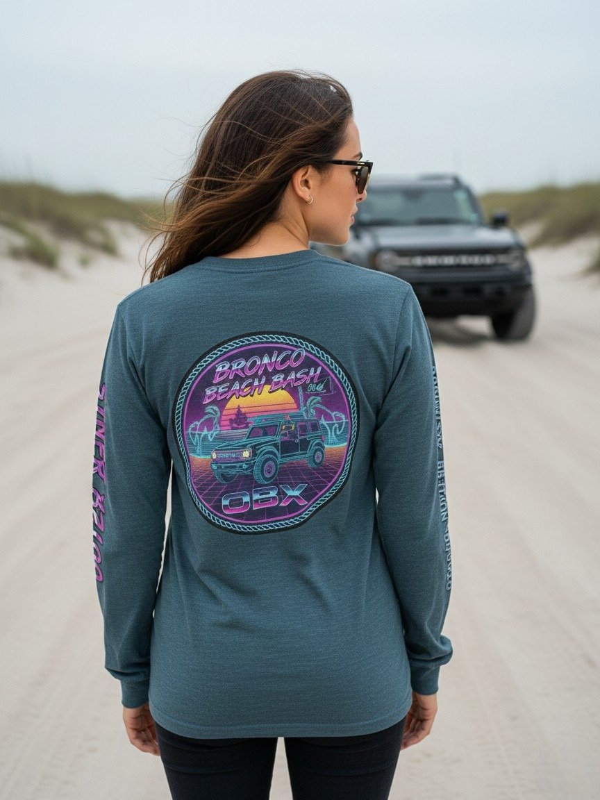 2026 Bronco Beach Bash OBX / Destination Bigfoot Bronco Collab Long Sleeve Bella+Canvas Supersoft T-Shirt (Multiple Colors Available) product image (2)