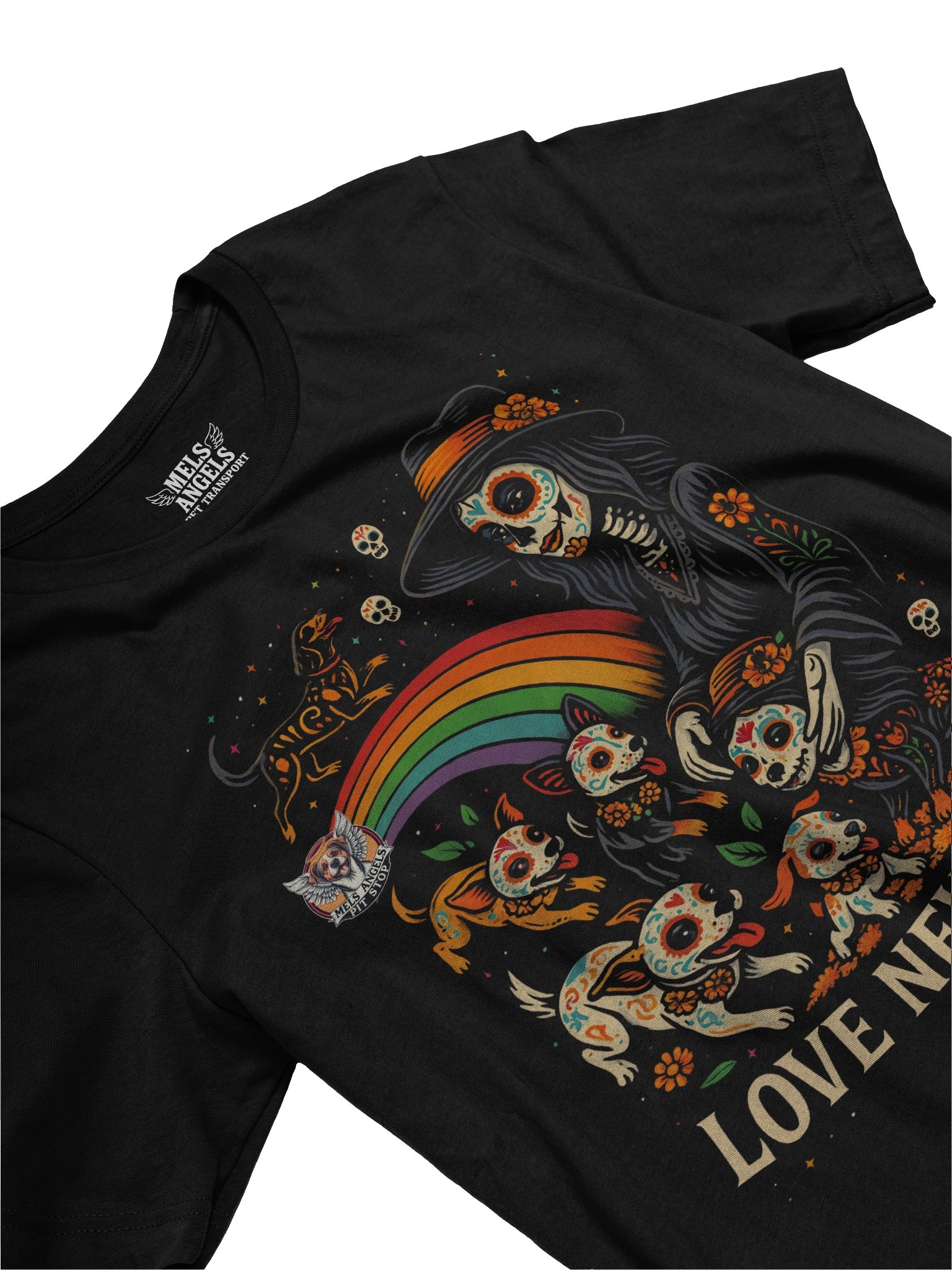 Love Never Dies Día de los Muertos Dog T-Shirt – Mel’s Angels Pet Apparel product image (2)