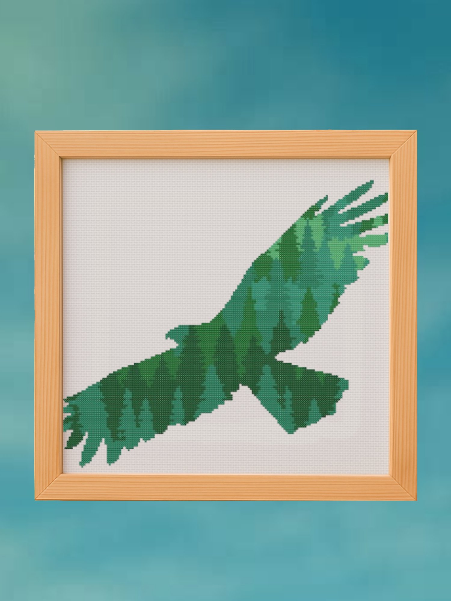 Green Eagle Tree Silhouette Cross Stitch Pattern product image (1)