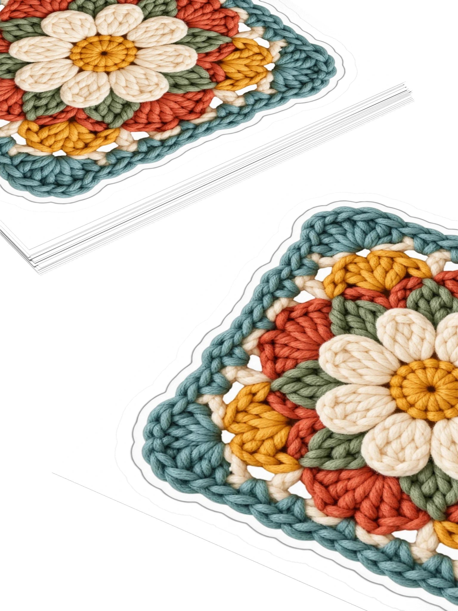 Floral Granny Square Sticker | Retro Crochet Water Bottle Decal product image (4)