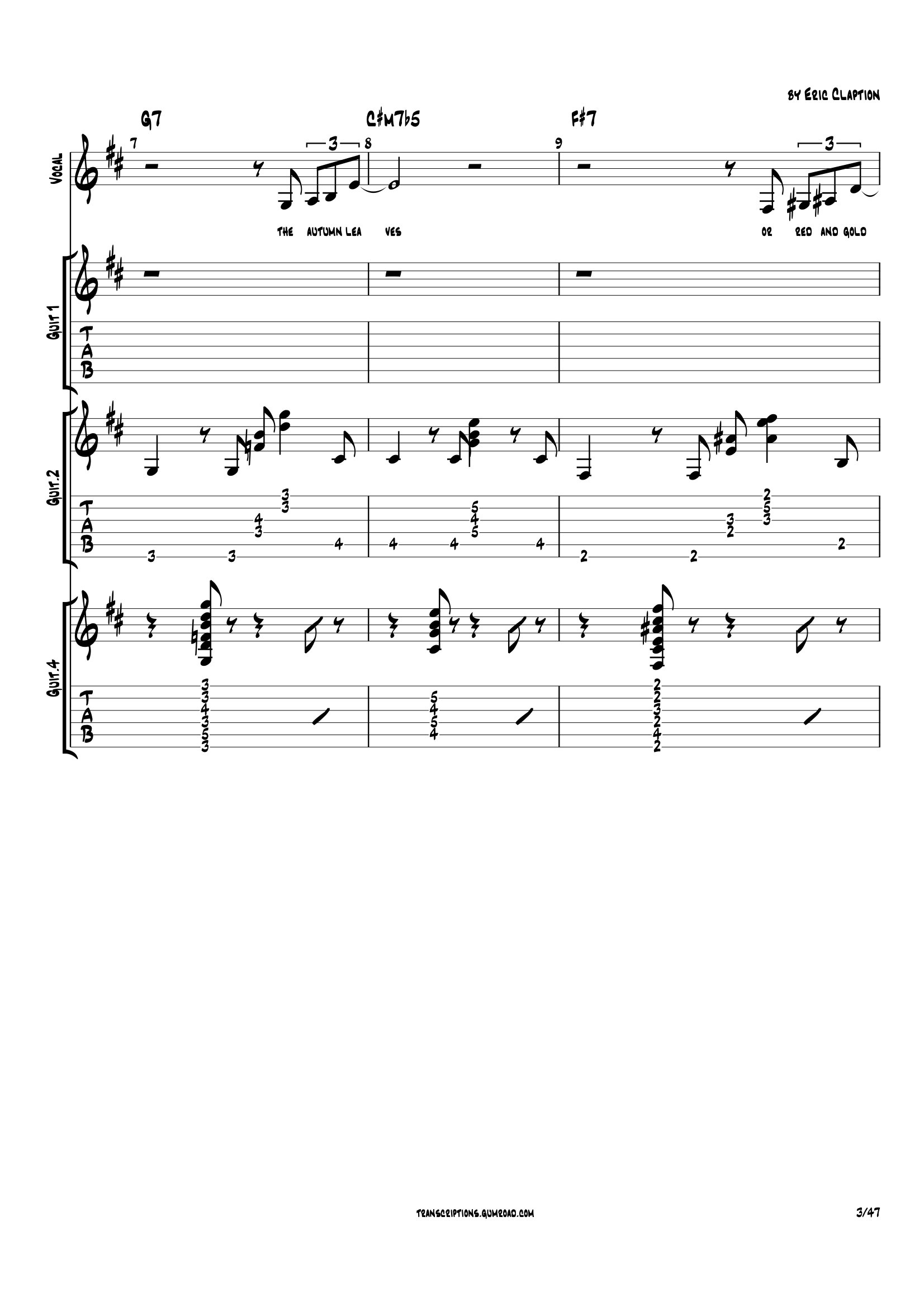 (Transcription PDF) Autumn Leaves - Eric Clapton product image (4)