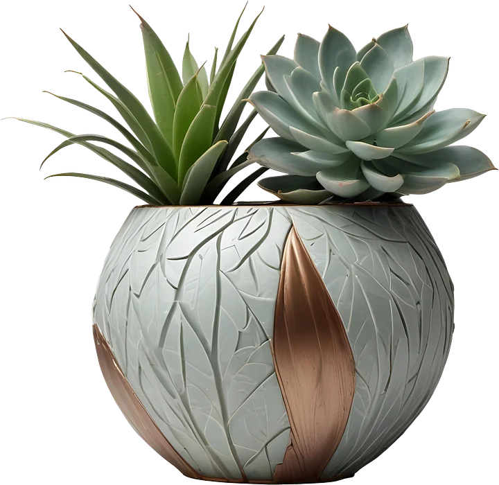 Gatsby Grace – Leaf Motif Succulent Vase PNG product image (1)