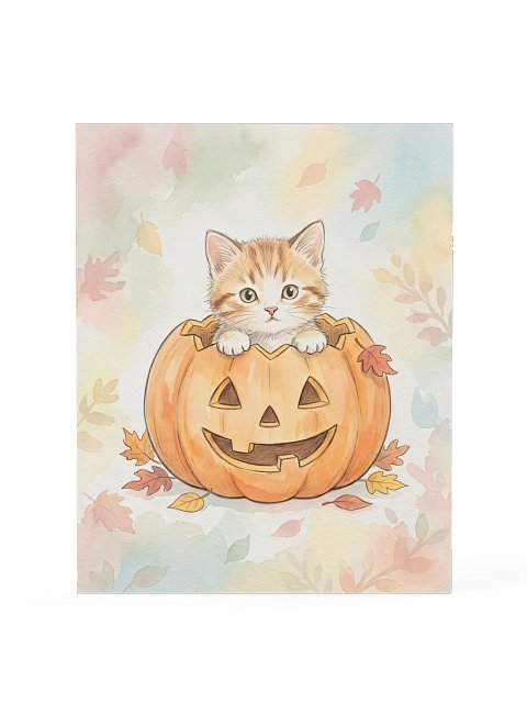 Pumpkin Peek Kitten Poster