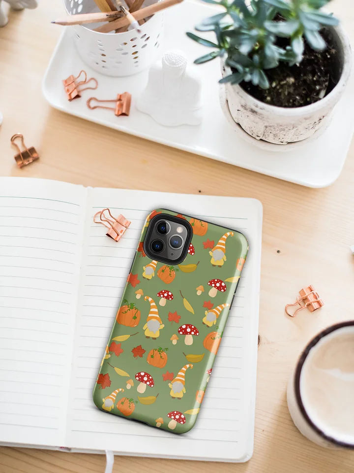 Fall with my Gnomies in Green Pattern iPhone® Tough Case product image (1)