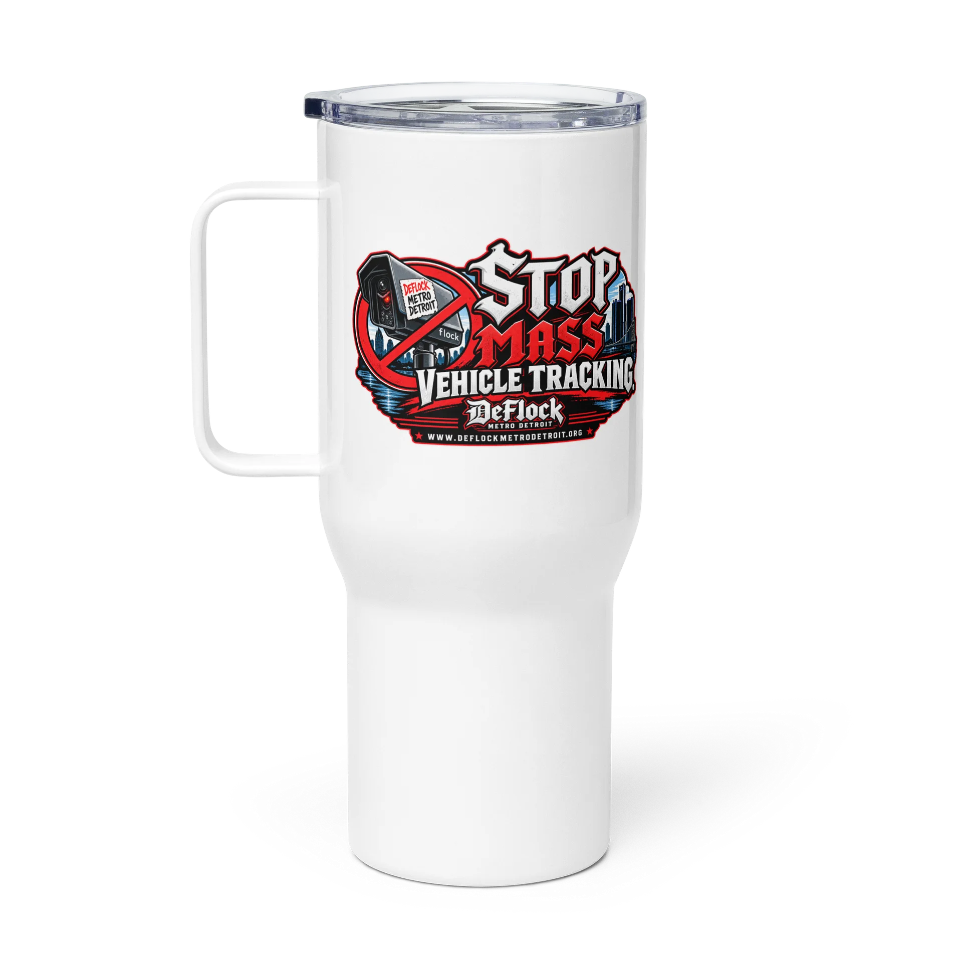 Stop Mass Vehicle Tracking Travel Mug With Handle product image (1)
