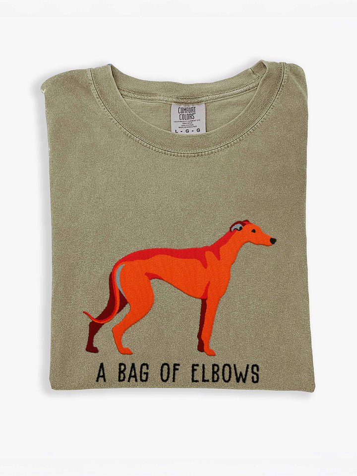 A Bag of Elbows T-Shirt(Embroidered) of a Greyhound(Red) product image (1)
