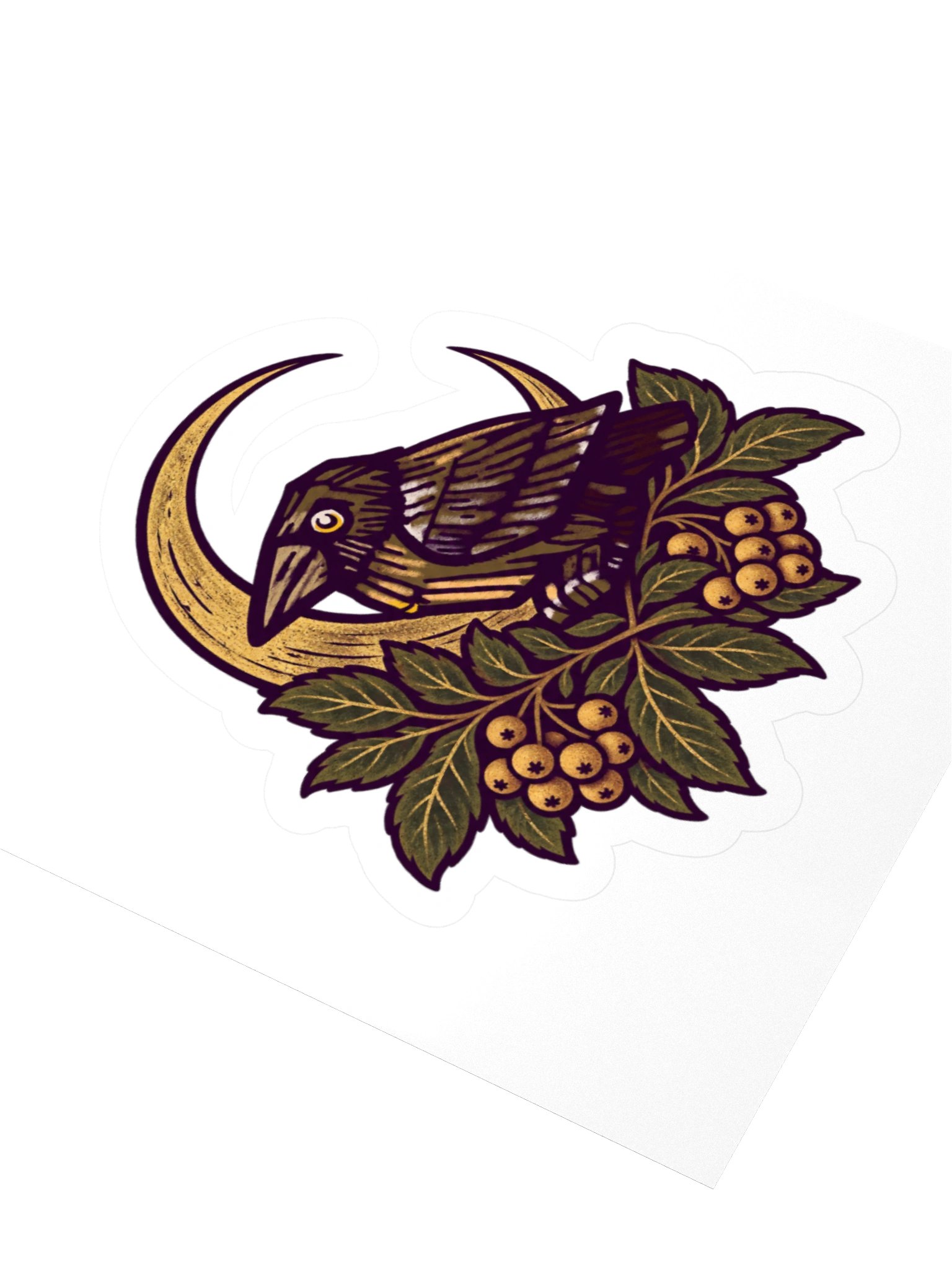 Vintage Bird Moon Kiss Cut Sticker product image (8)