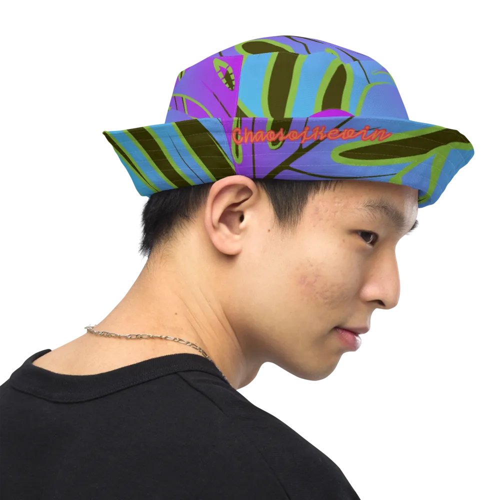 Dark Mode Neon Monstera Madness Reversible Bucket Hat product image (12)