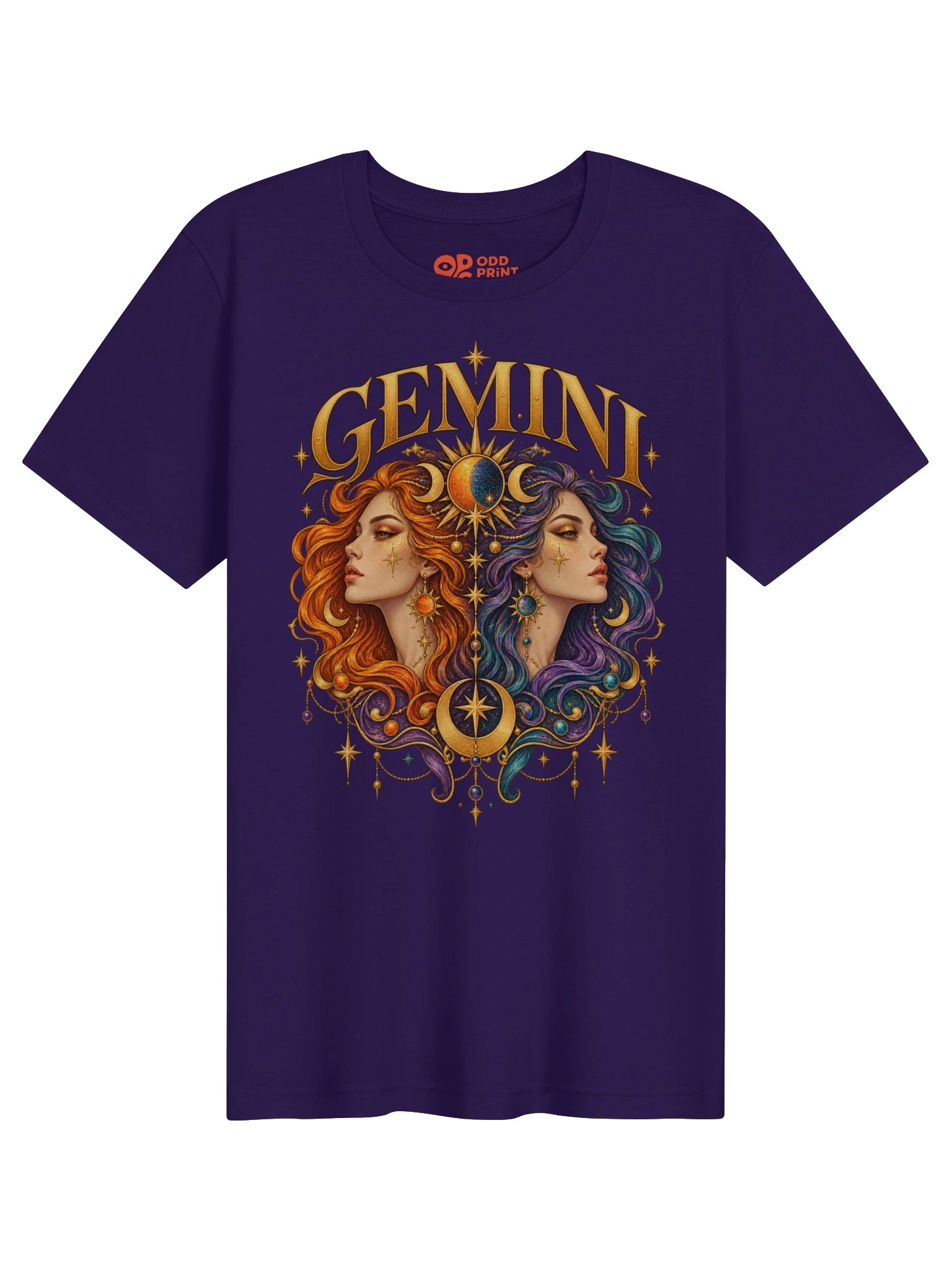Gemini Zodiac T-Shirt With Colourful Celestial Twins product image (4)