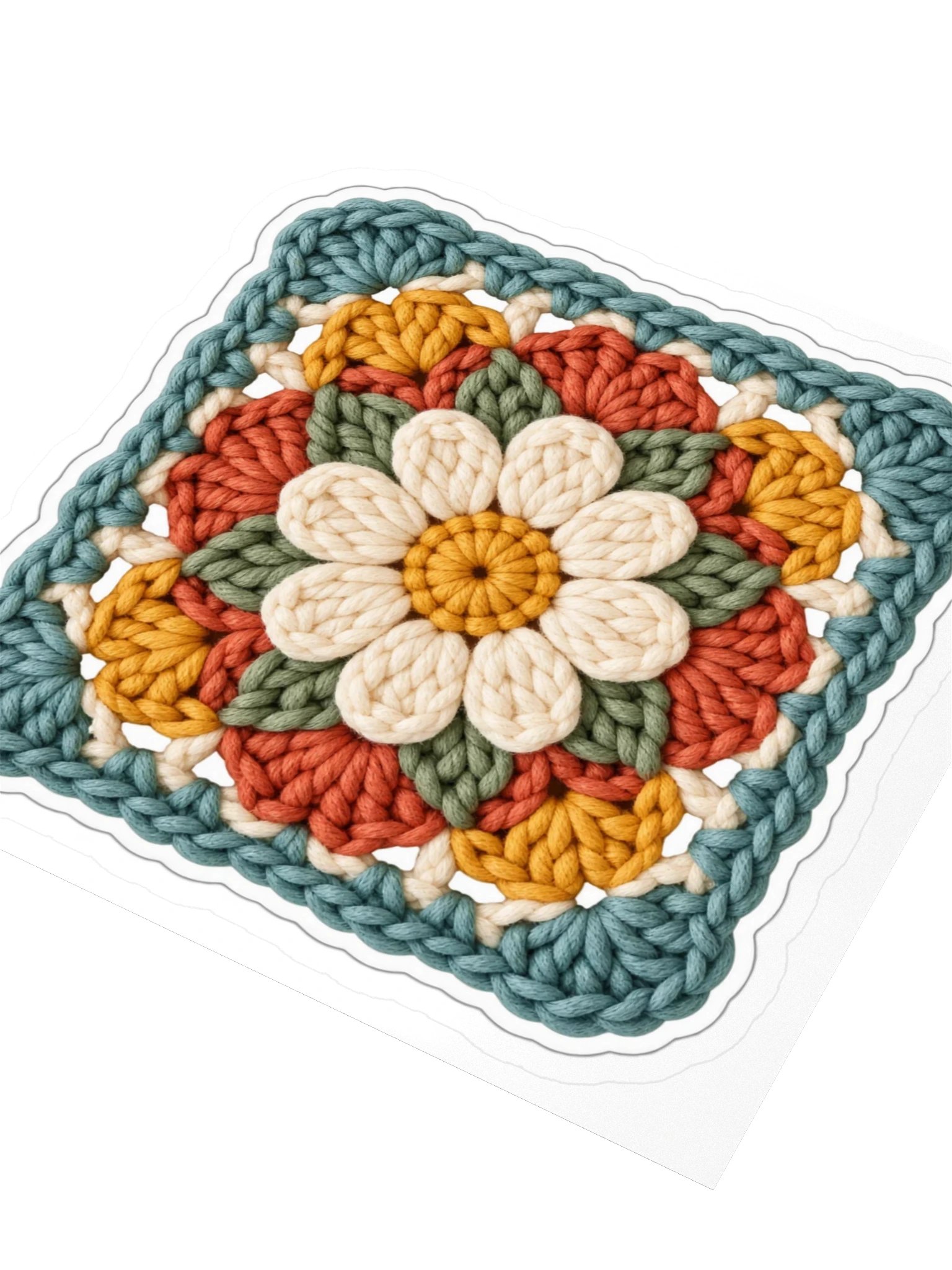 Floral Granny Square Sticker | Retro Crochet Water Bottle Decal product image (3)