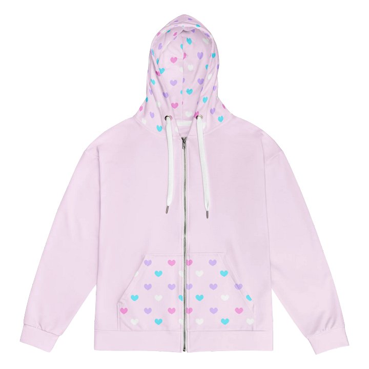 Pink Heart Pattern Hooded Jacket product image (1)