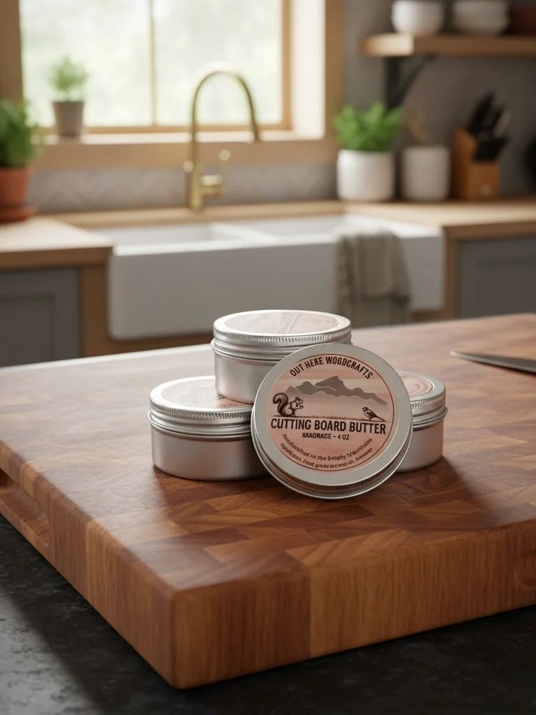 Handmade Cutting Board Butter – Food Safe Mineral Oil & Beeswax – 4 oz Tin product image (5)