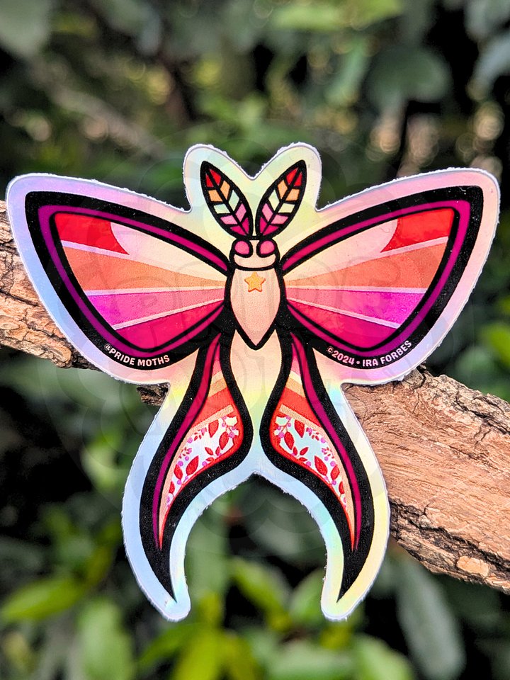 № 2 | LESBIAN PRIDE MOTH | HOLOGRAPHIC STICKER | (1-PACK) product image (1)