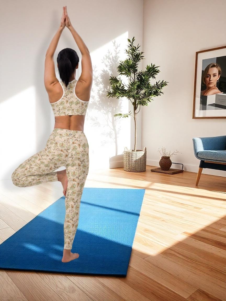 Sport Bra "Elegant Neutral Beige Chintz" product image (2)