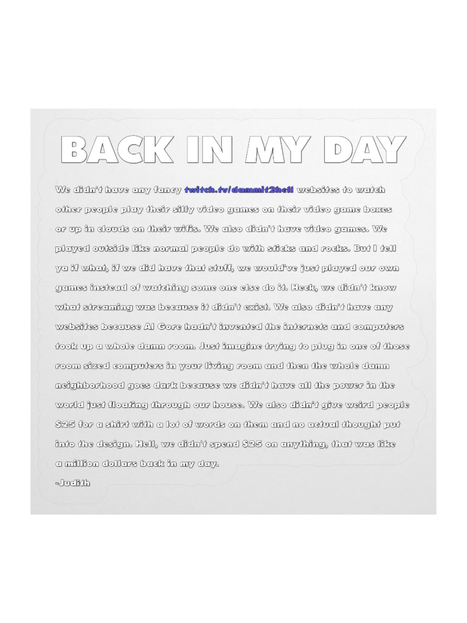 Back In My Day Sticker product image (1)