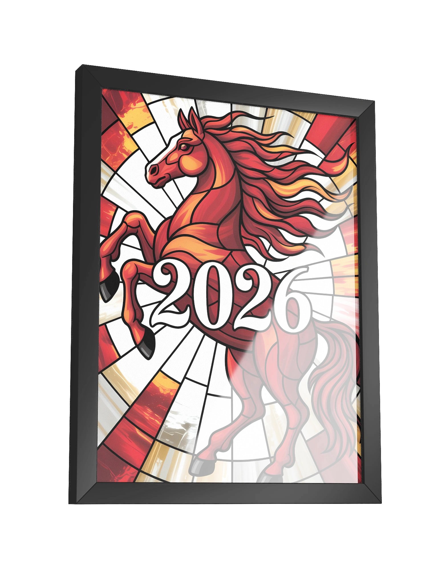 Year of The Fire Horse Framed Print in Stained Glass Style product image (4)