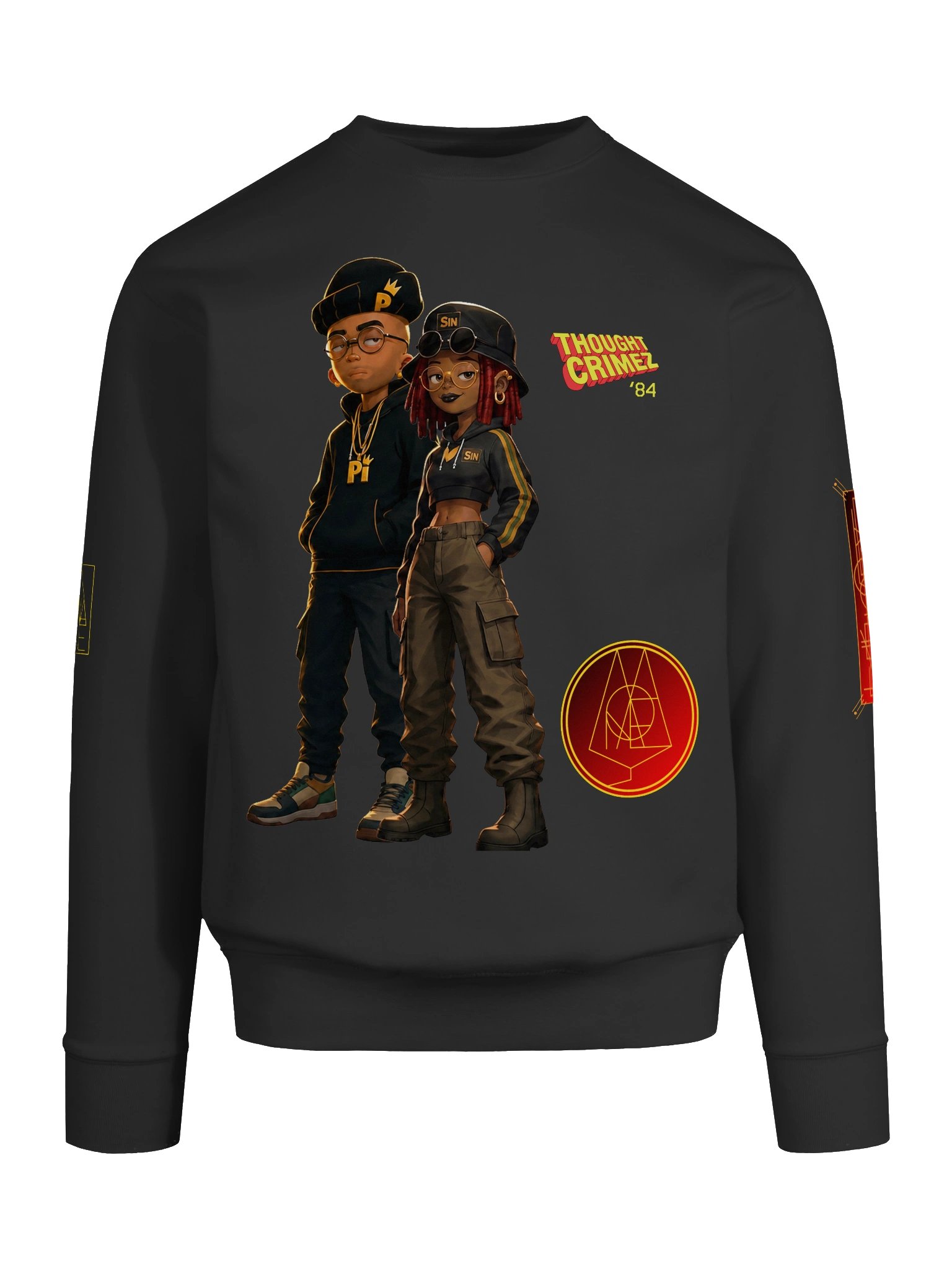 Thought Crimez GALACTIC DYNAMIC DUO ’84 Cartoon Sweatshirt product image (50)