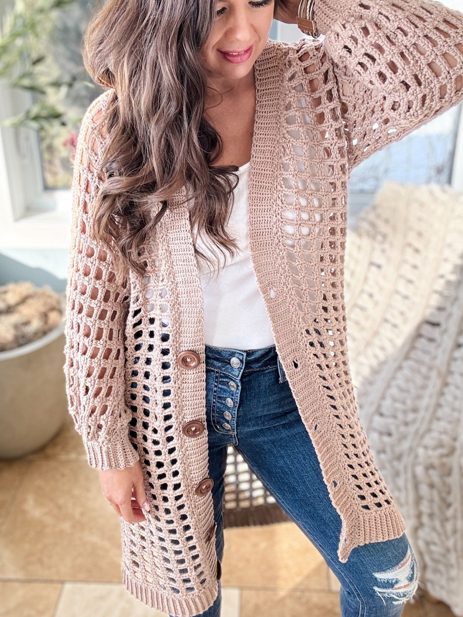 Peek-A-Boo Cardigan Crochet Pattern product image (1)