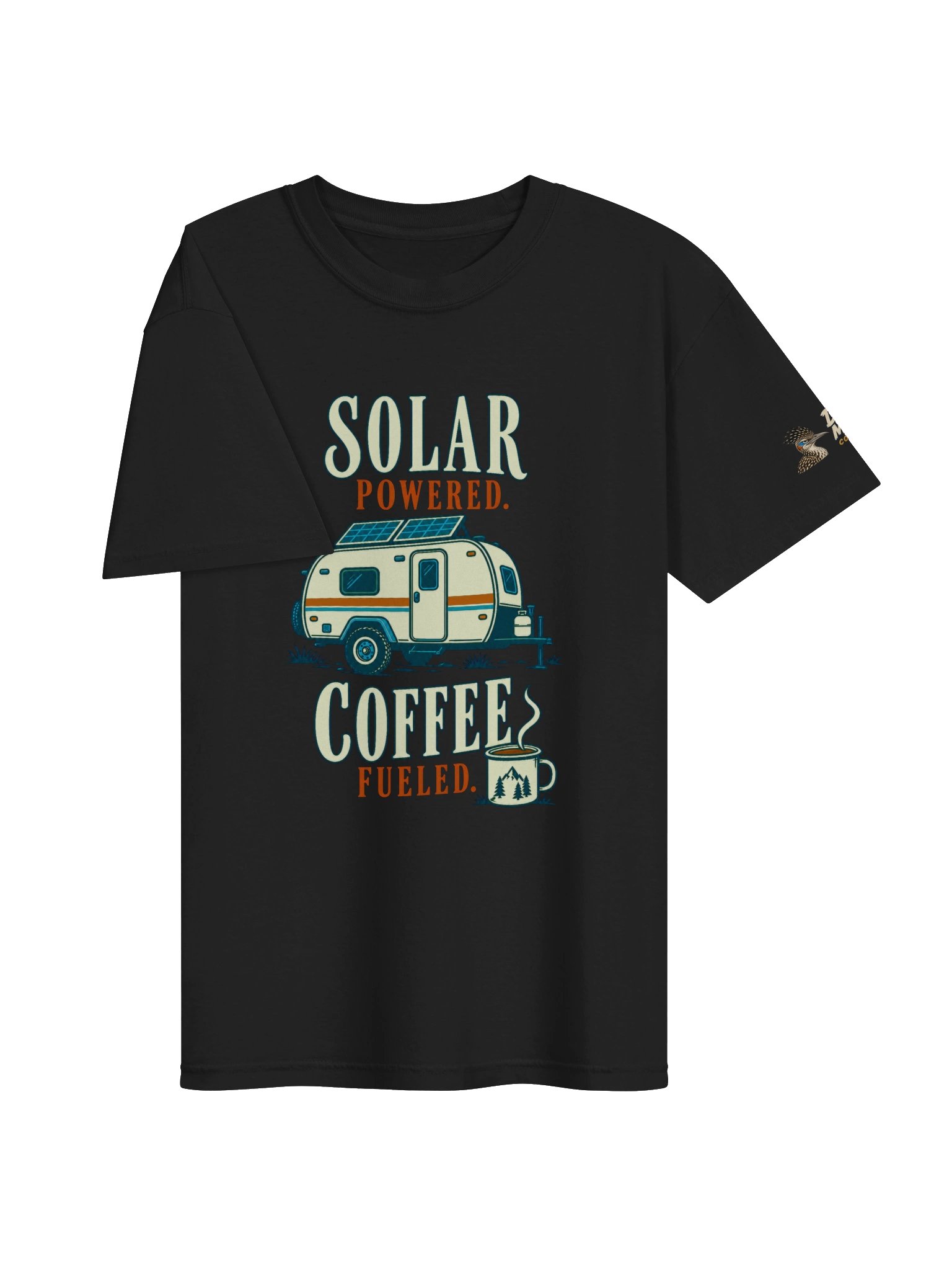 Solar Powered, Coffee Fueled Camper T-Shirt product image (17)