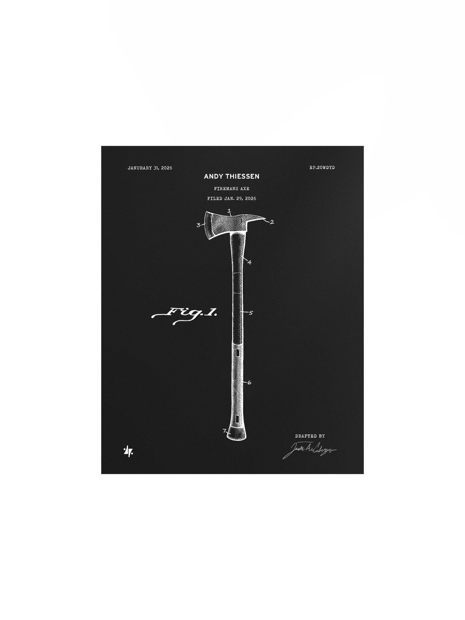 Fireman's Axe - Patent Poster - Black product image (1)