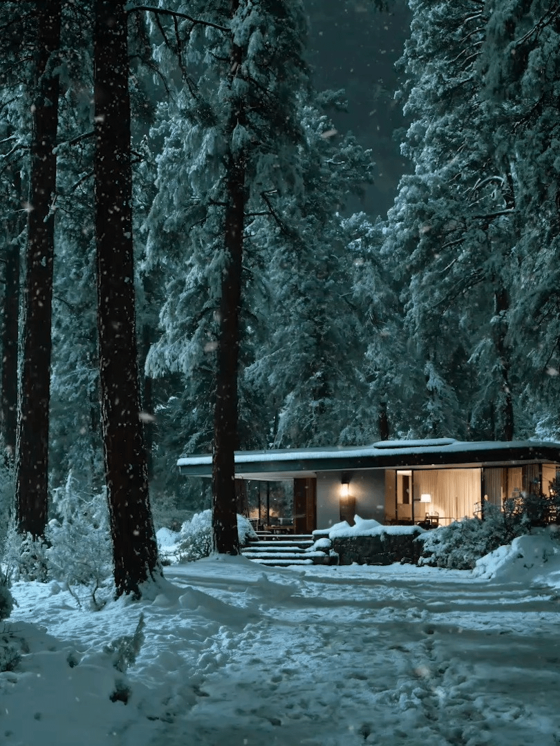 Moonlit Winter Cabin - 4K Live Wallpaper | Ambient Outpost