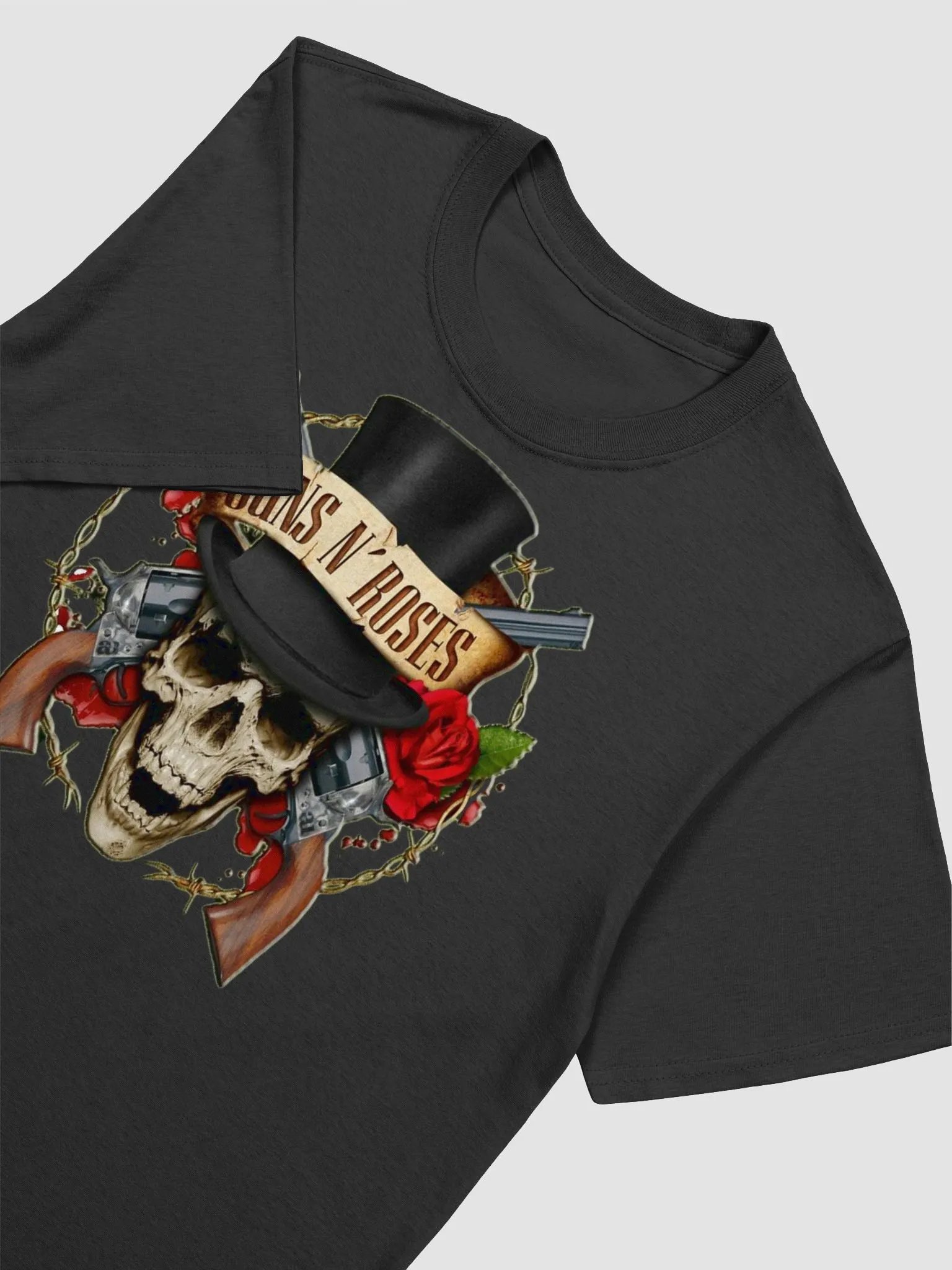 Guns N’ Roses Top Hat Skull T-Shirt | Rose & Revolvers Rock Graphic Tee | Classic Hard Rock Streetwear product image (2)