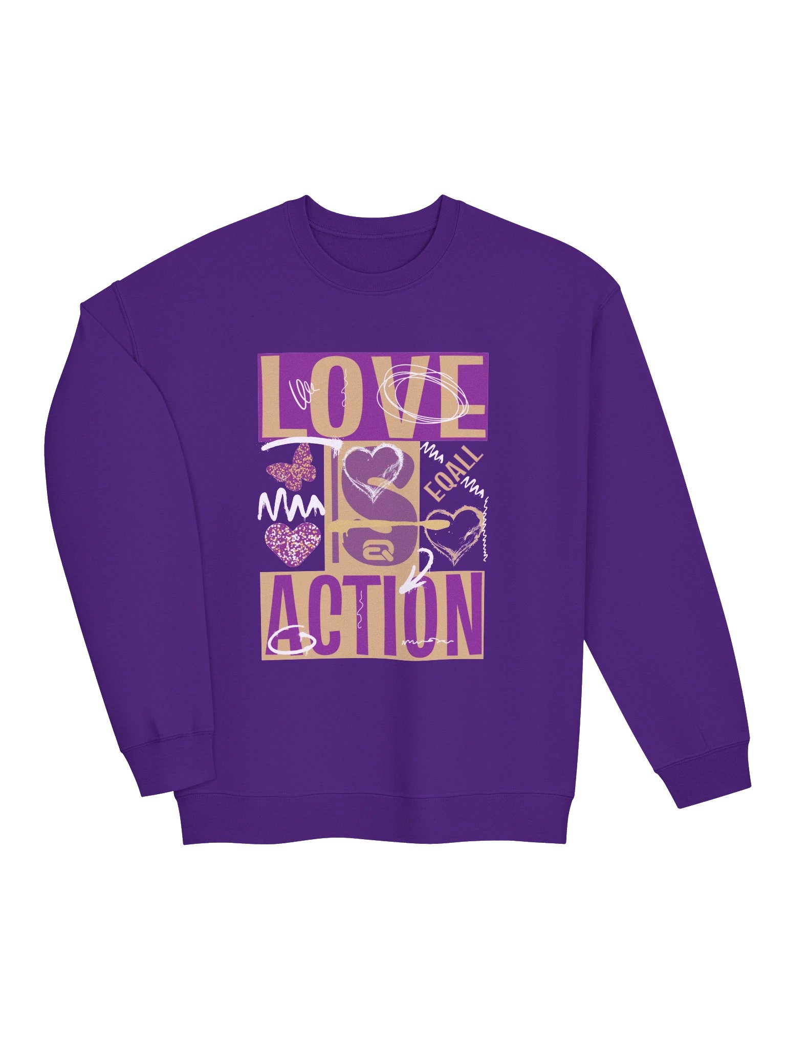 Love is Action! Unisex Gildan Crewneck Sweatshirt_EQALL® Originals_Pop Purple product image (19)