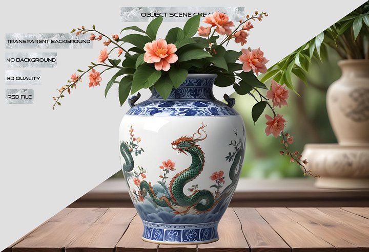 Imperial Dragon Vase – Blossoming Strength PNG product image (2)
