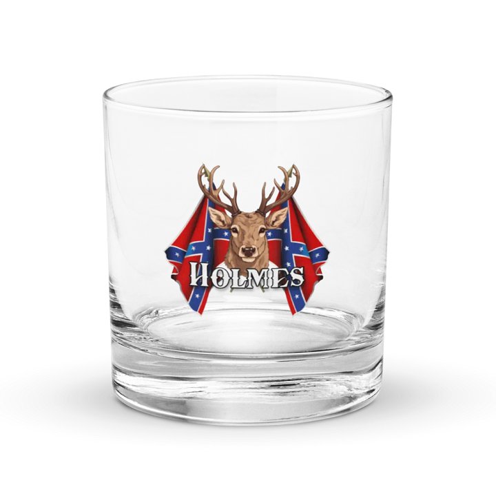 "Holmes" Last Name Rebel Redneck Deer - Rocks Glass product image (1)