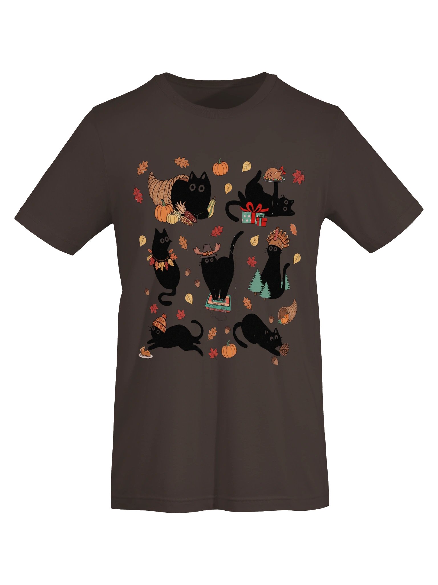 Black Cat Autumn T-Shirt – Cute Fall Cat Graphic Tee, Cozy Halloween Shirt, Pumpkin & Leaves Cat Lover Gift product image (53)