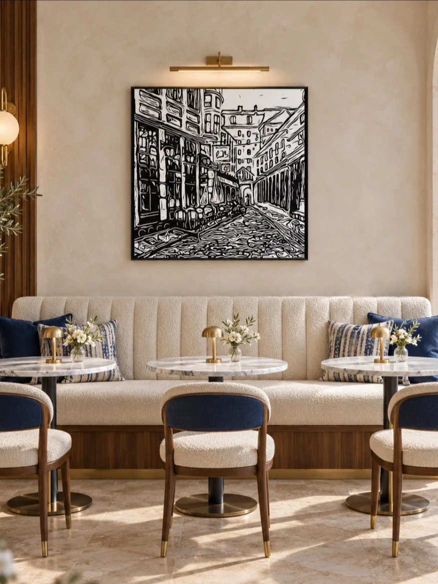 Parisian Echoes wallart - Gothic Wall art - Parisian Café wall art