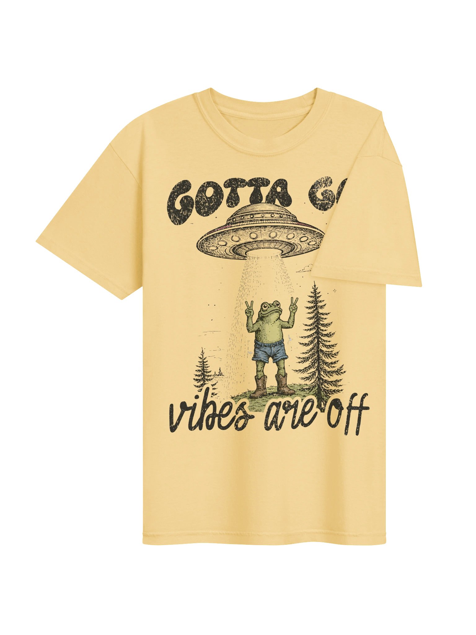 Frog UFO Graphic Tee, Comfort Colors Alien Abduction Shirt, Funny Retro Space T-Shirt, Vibes Are Off Tee, Unisex product image (64)