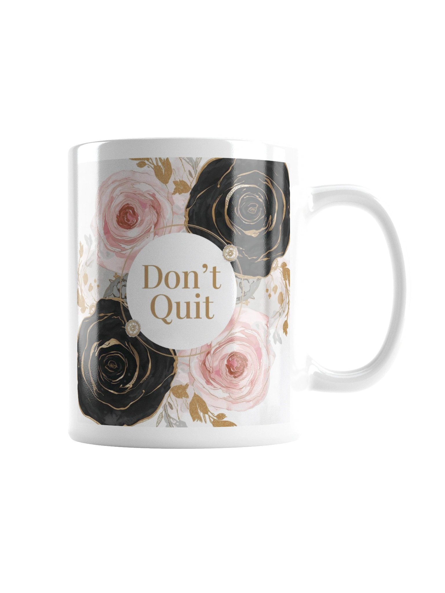 Don't Quit - Floral Motivation White Glossy Mug product image (6)