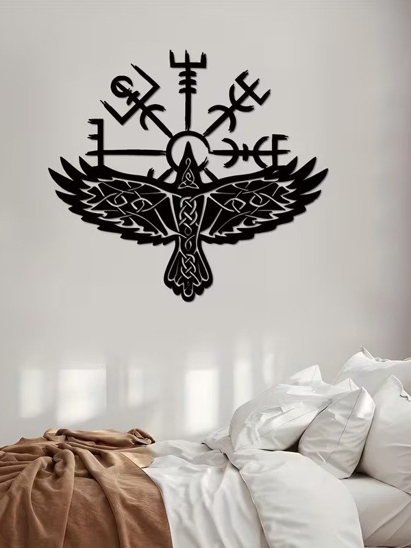 Vegvisir Raven Wall Art – Norse Wayfinder Guardian product image (1)