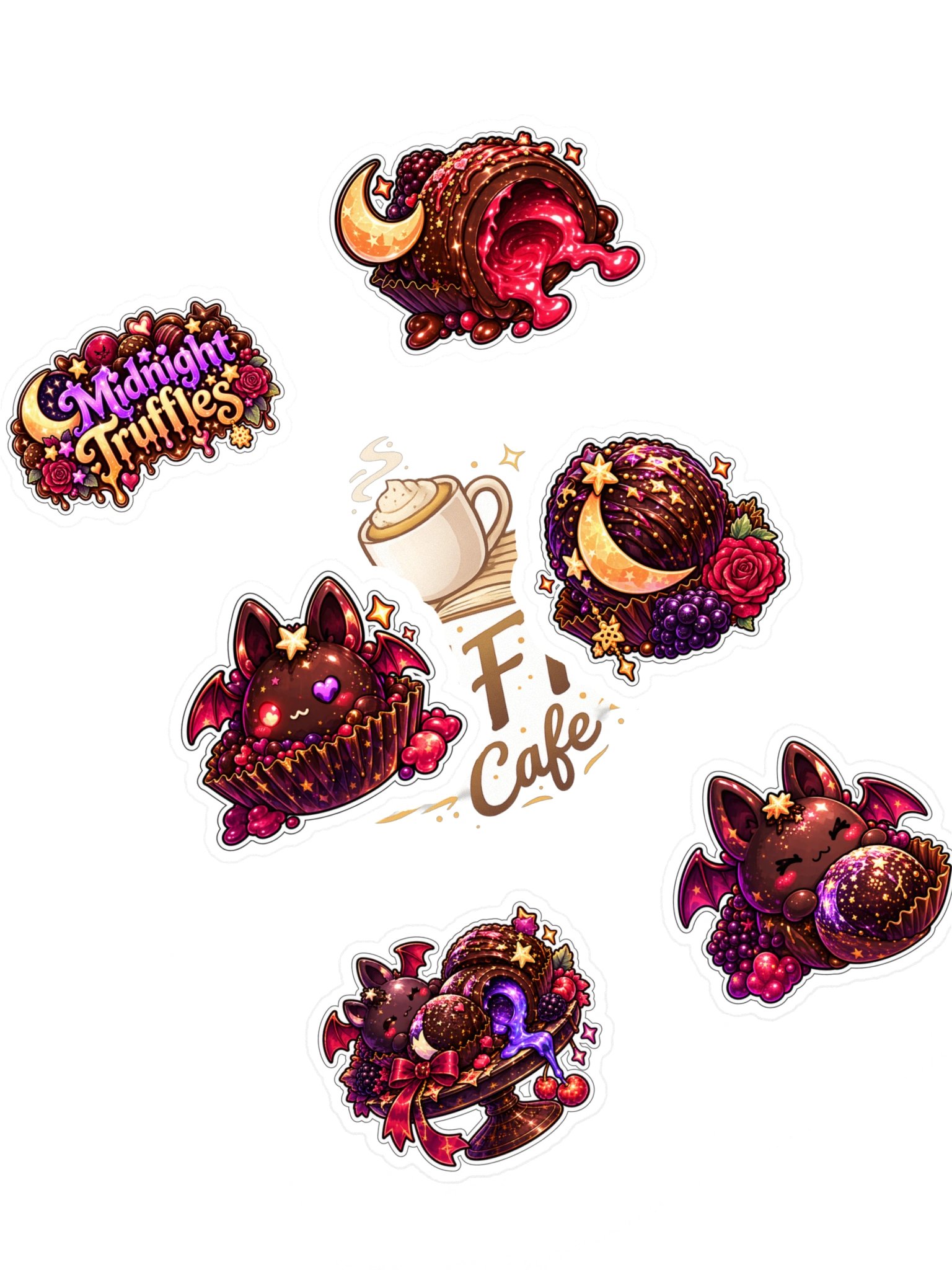 The AFK Cafe™ Midnight Truffles | 6-Piece Sticker Pack Vol. 2 product image (1)