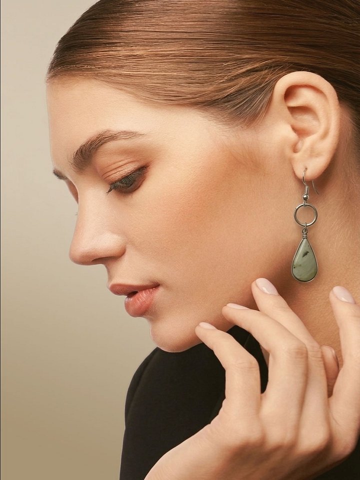 Prehnite & Tourmaline Drop Earrings product image (2)