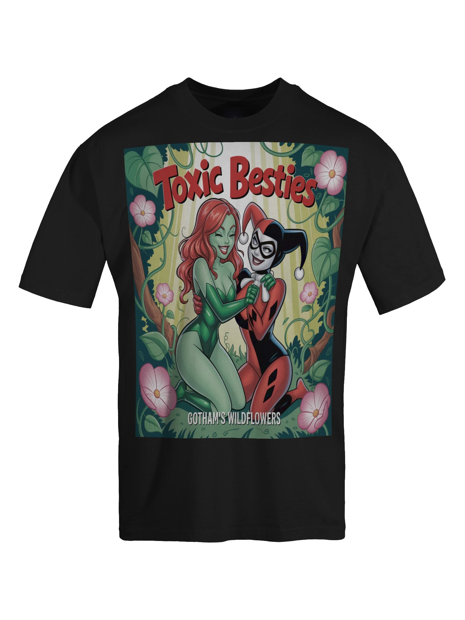 Toxic Besties: Poison Ivy & Harley Quinn Gotham Wildflowers Oversized Faded Unisex T-Shirt product image (1)