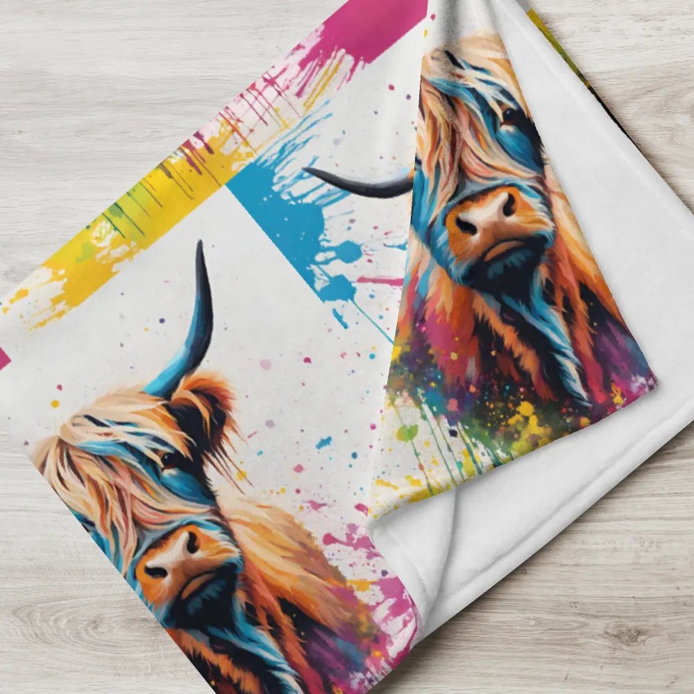 Multi Coloured Paint Splash Highland Cow Blanket product image (11)