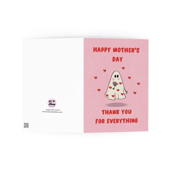 Cute Ghost With Flowers - Mother's Day Card product image (2)