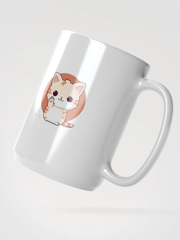 Chibi Cat Wave White Glossy Mug product image (2)