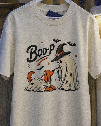 Paws, ghosts, and spooky treats! 🐾👻 Meet the BOO-P Tee—the ultimate Halloween drip for dog lovers